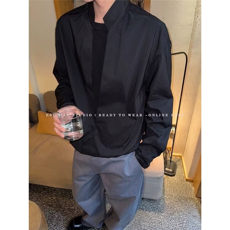 K423-P42高质量假两件衬衫ins简约新款潮流流行气质文艺，男装衬衫，电商B323A