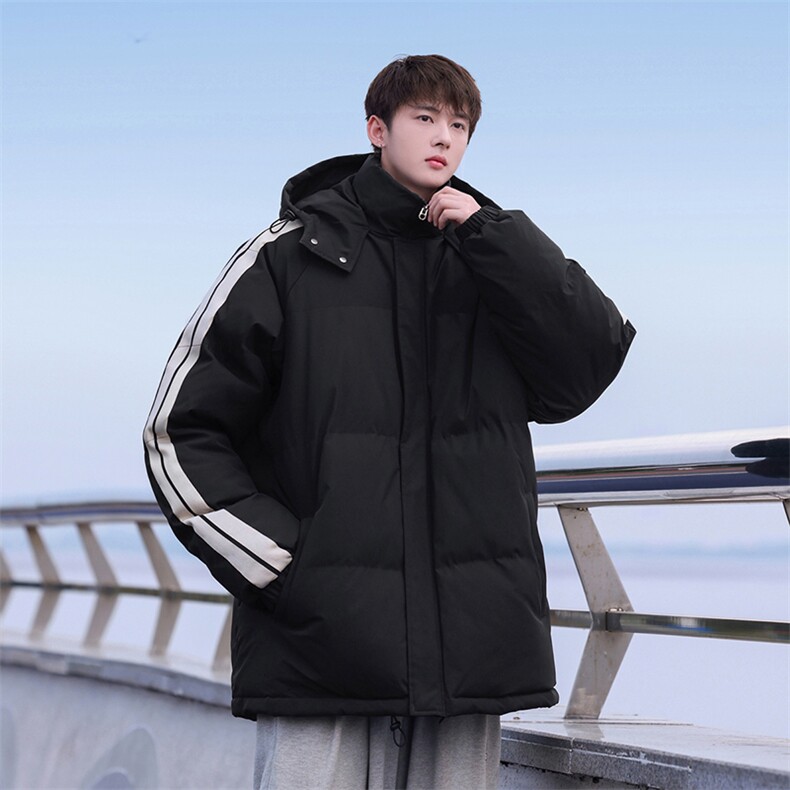 秋冬立领棉衣潮流连帽竖条样式宽松港风情侣棉袄外套MY9303-P95图片