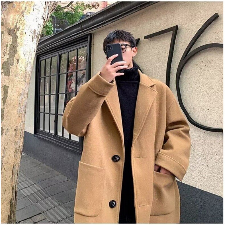 毛呢外套男中长款冬季加厚韩版潮流呢子风衣ins港风冬装痞帅大衣,女装毛呢外套,星座506A