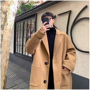 毛呢外套男中长款冬季加厚韩版潮流呢子风衣ins港风冬装痞帅大衣图片
