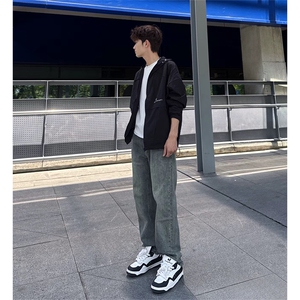 抖音得物 休闲直筒牛仔裤男显显瘦宽松百搭美式复古水洗长裤AK13图片