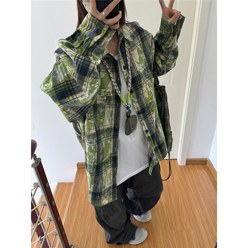 扎染磨毛加厚格子长袖休闲秋冬抖音高品质衬衫男CS026-P48,男装衬衫,星座301C-5