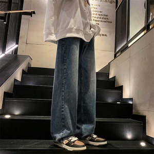 牛仔裤潮流宽松直筒长裤水洗秋冬季牛仔裤新款阔腿裤潮H2210-P45图片