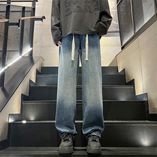 港风男生牛仔裤潮牌高街抽绳裤子K506P50，男装牛仔裤，电商D325
