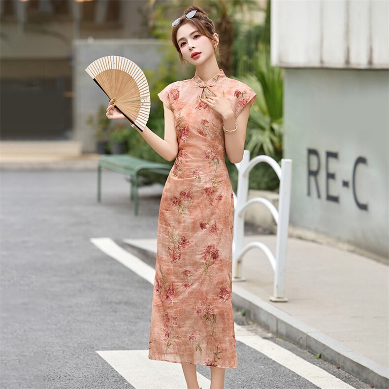 新中式连衣裙女2025超火夏季新款气质超好看修身长款提花旗袍裙子,女装连衣裙,布芭啦