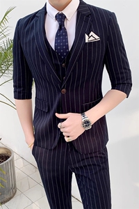 夏季薄款中袖男装西服套装三件套礼服W8010-P255图片