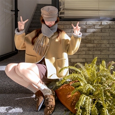 慵懒风设计感圆领双面羊绒大衣女2025冬季高级感时髦甜美毛呢外套，女装毛呢外套，2D014