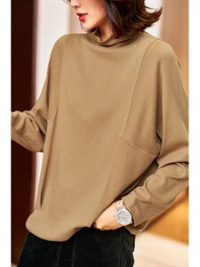 宽松休闲中高领打底衫,其它,那简