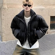 冬季短款加厚棉服外套小众高级感立领保暖面包服男女潮，男装棉衣，星座715-4