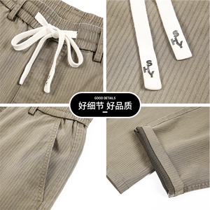 秋季复古裤子男水洗直筒阔腿牛仔裤男女款军咖色休闲裤Y26110-p48图片