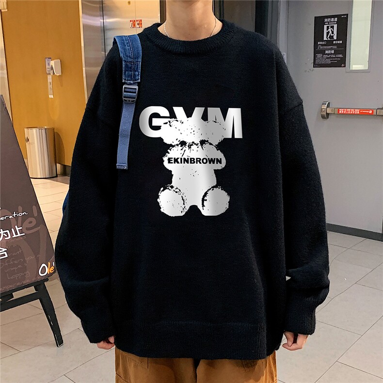 1港风新款宽松休闲中性情侣潮流印花毛衣男外套7695P48加绒P55,男装针织衫/毛衣,星座226-2