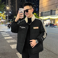 百搭拉链棉服男款冬季三条杠撞色立领棉衣潮宽松型青少年时尚保暖，男装棉衣，星座218-1（原230）