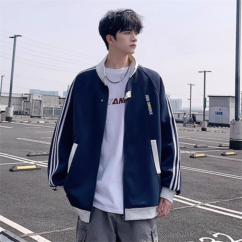 抖音得物品质美式高街重磅结构拼接织带翻领卫衣夹克外套AW11301，男装夹克，电商A443