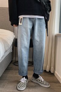 点击率8.8% 港风男友直筒休闲老爹牛仔裤男牛仔裤KZ01 送腰带图片