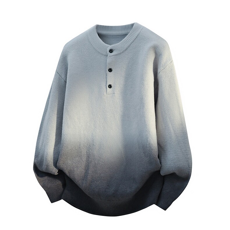25779-P63秋季时尚圆领毛衣外套男针织衫渐变色宽松打底衫，男装T恤，电商D310B