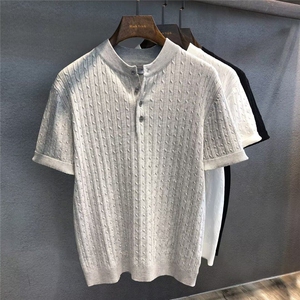 M604-P45针织短袖polo衫男潮牌夏季t恤韩版修身百搭上衣图片