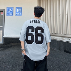夏季新款嘻哈球衣短袖男女美式西海岸hiphop宽松百搭T恤ST622-P38，男装T恤，星座412-3