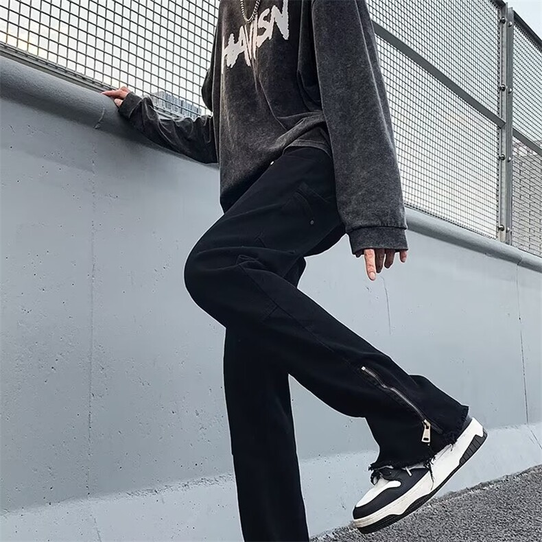 1027-P48裤子男秋冬季潮牌ins港风宽松运动潮流百搭男生高街,男装休闲裤,电商B323A