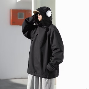 美式机能冲锋衣潮赛博朋克半高领外套男情侣连帽夹克秋J7264-P55图片