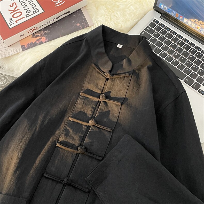 春秋棉麻复古青年汉服风唐装男女新中式外套中山装C04524-P45,男装衬衫,星座308B-2