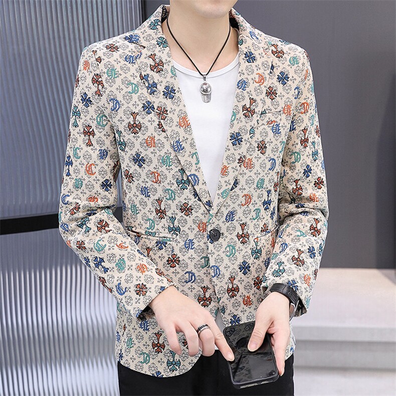 507A-X013-P752025春夏时尚青年帅气碎花小西装外套,男装西服,星座507A（原星座306B-2）