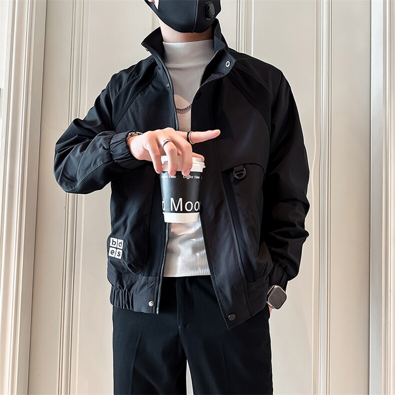 高级感痞帅炸街男立领夹克外套社会小伙店主风301C-JK16-P98控138，男装夹克，星座301C（原B323）