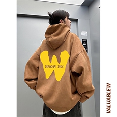 ！麂皮绒连帽卫衣直播品质重磅400克黄W印花JL7115-P45控78，男装卫衣，星座508（原C305）