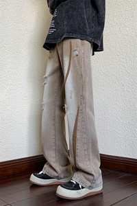B221 美式ins高街小众男女个性款微喇破洞牛仔裤 LK23001-P65控88图片