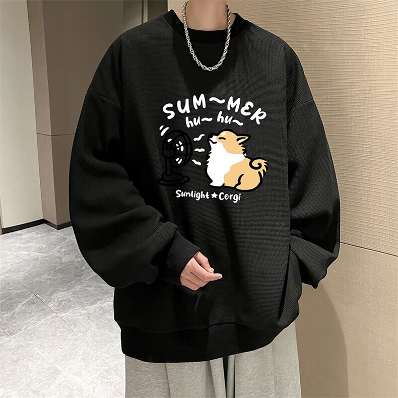 5XL华夫格卫衣男大码胖子圆领长袖t恤HW76420-P30,男装T恤,电商A040