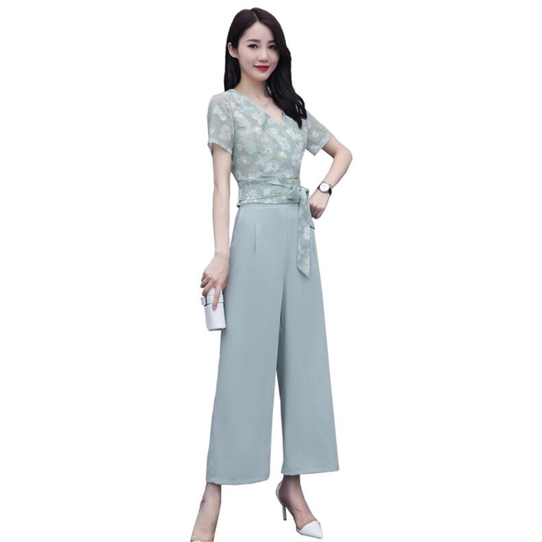 2021年夏季时尚直筒裤瘦身显瘦洋气大牌两件套,女装套装/套裙,丽美静依