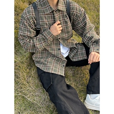 2026春夏新款提花格子长袖衬衫高品质格子衬衫复古外套CS266-P45，男装衬衫，星座301C-5