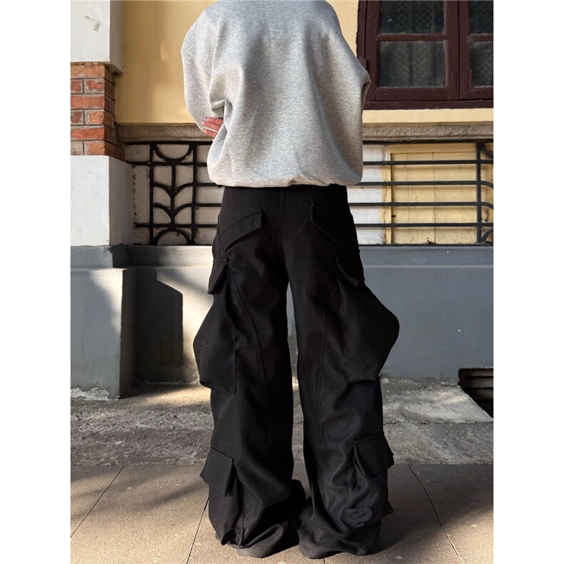 网络图B629、P45高质量华夫格复合工装裤黑M-3XL,男装牛仔裤,星座506A