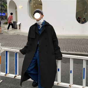 1港风休闲中长款风衣大码M-5XL潮流帅气英伦风男外套7668P90控118图片