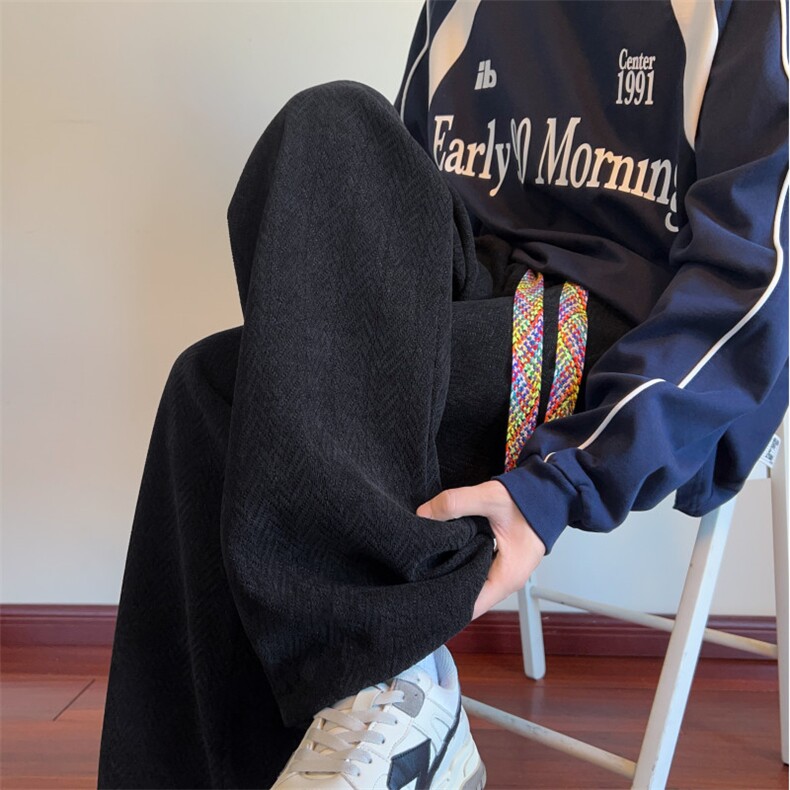 抖音雪尼尔麦穗纹理感休闲大码舒适阔腿裤K2584*P35控68,男装休闲裤,星座227-1