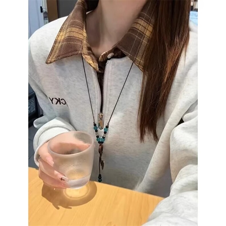 网图现货足半拉链衬衫领假两件polo衫卫衣男长袖T恤W19特P42，男装T恤，星座205-3