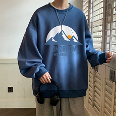 圆领卫衣男大码加厚加绒长袖t恤男S6235-P28加绒款-P33，男装卫衣，电商A040