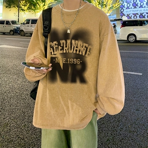 直播品质 重磅纯棉 美式蜡染水洗做旧潮牌宽松长袖t恤 CT296特P38图片