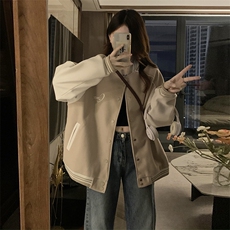 C893-P110潮牌情侣美式小logo拼色嵌条棒球服宽松夹克外套，男装夹克，星座911-2(原星座613-2）