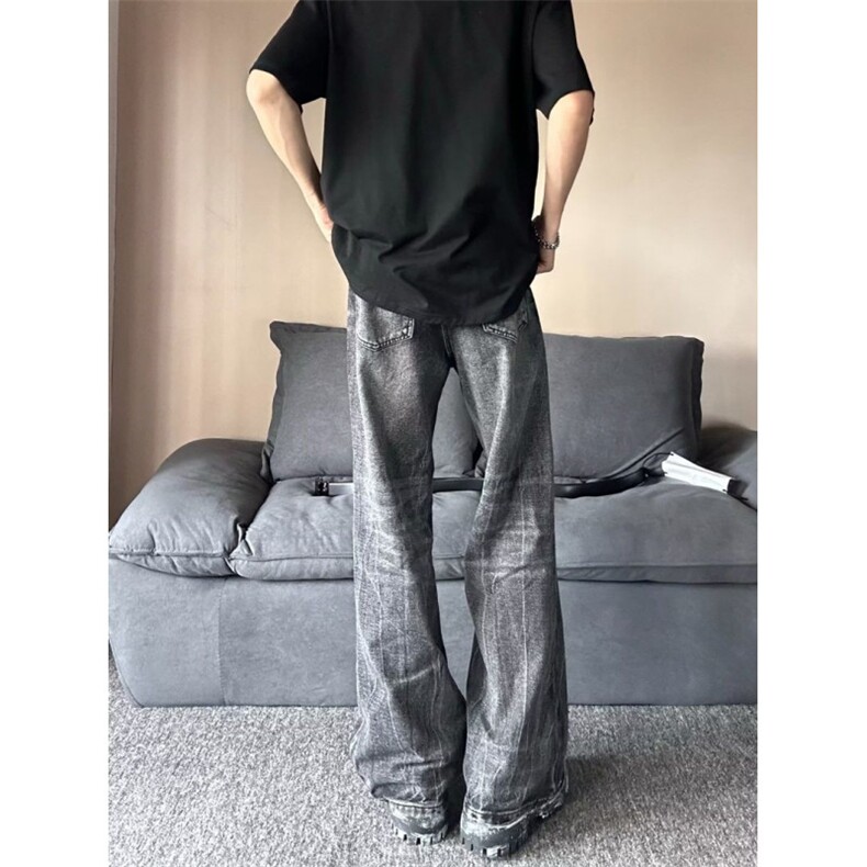 美式复古水洗做旧闪电裂纹牛仔裤男女休闲长裤,男装牛仔裤,星座410-7