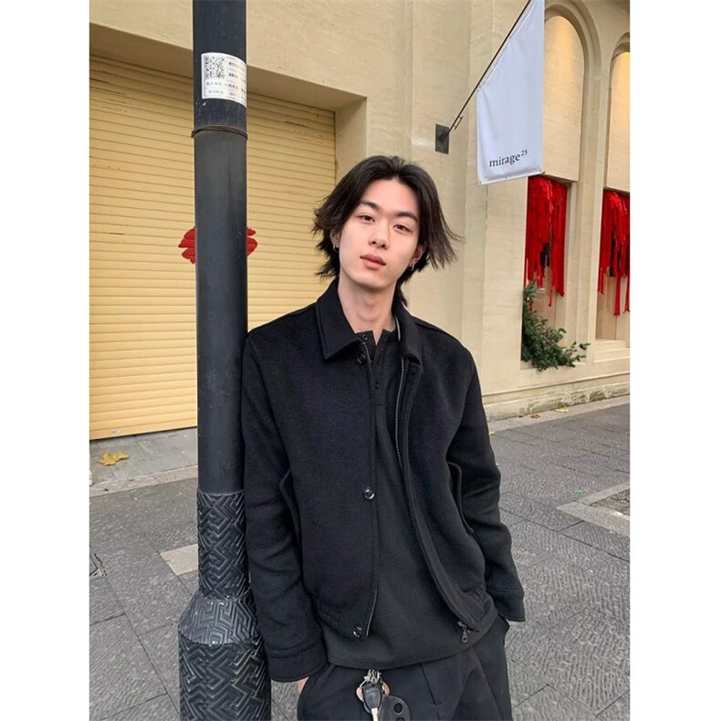 男士夹克小翻领抗皱外套春秋简约纯色微宽松休闲男装工装J3110,男装夹克,星座1116A（原606A-3）