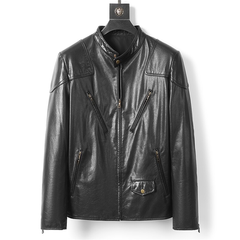 春秋款男士机车皮衣油蜡头层牛皮外套复古青年夹克休闲百搭男装，男装皮衣，电商B360A（原721A）