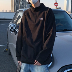 2026春秋立体裁剪大码刺绣拉链套头华棉卫衣W56686/特P28黑，男装卫衣，电商A094