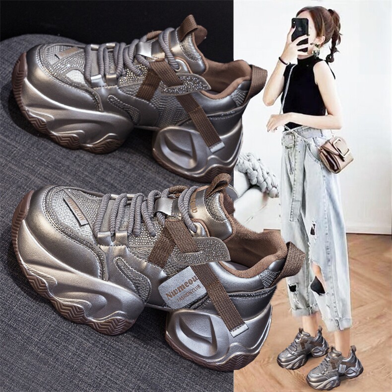 厚底复古老爹鞋鞋女2025年春秋季新款增高女鞋休闲鞋运动鞋女，女鞋休闲鞋，电商A223