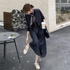 休闲气质马甲半身裙套装女春秋巨好看高级小众不撞衫三件套松弛感，女装套装/套裙，2C098