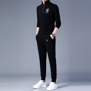 2022男士时尚运动套装爸爸秋冬装中老年商务休闲运动服套装男装图片