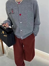 秋冬新款纯色雪人刺绣时尚针织衫温暖舒适百搭款，女装针织衫/毛衣，美莎羊绒
