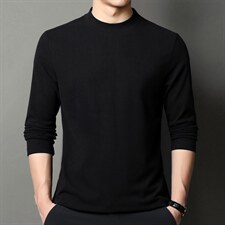 春秋季宽松时尚卫衣男士打底衫中年圆领纯色长袖T恤上衣男装，男装卫衣，电商B212（原钱塘6029）