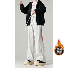 秋冬新款织带口袋装饰常规：CK03011-P48加绒:CK03011加绒P58，男装休闲裤，四季星座806