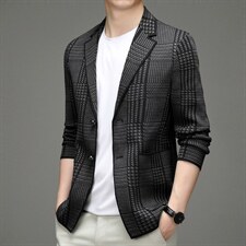 BW21059钱塘2020-2秋季新款时尚潮流男士西服格纹修身男外套P263，男装西服，钱塘207-2