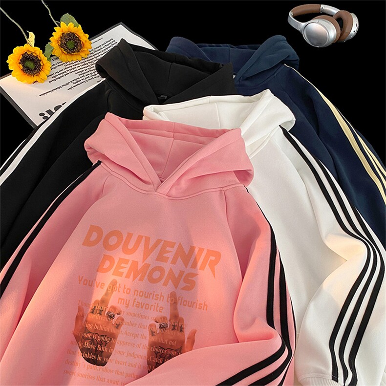 美式直播抖音得物品质三条杠连帽卫衣外套W7294P48加绒元，女装短外套，电商C408(原B339-1)